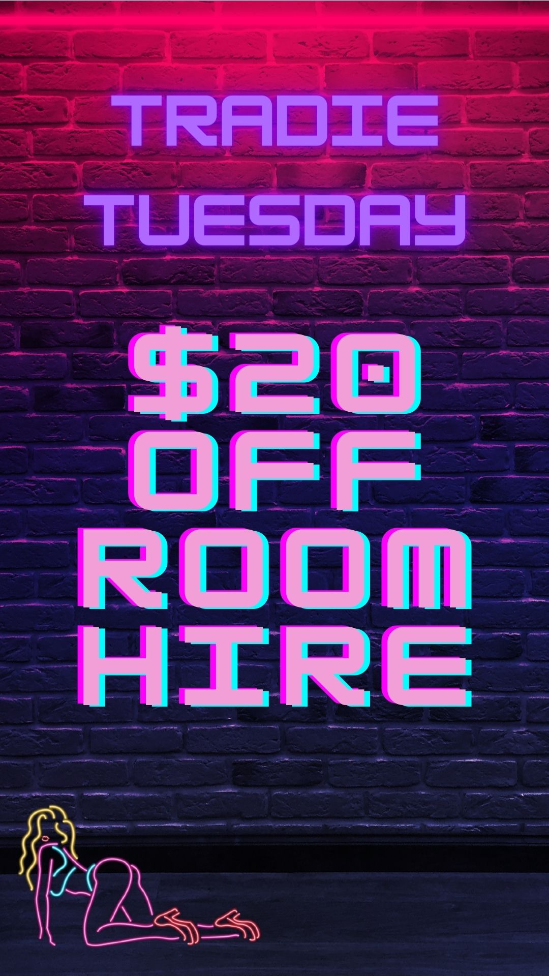 Tradie Tuesday $20 off room hire